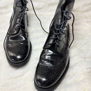 Italian Shoemakers Black Lace-Up Moto Boots